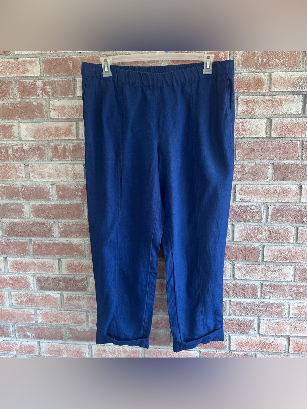 J. Jill NEW Love Linen Pants 100% European Flax Linen Blue Ink Women’s Large